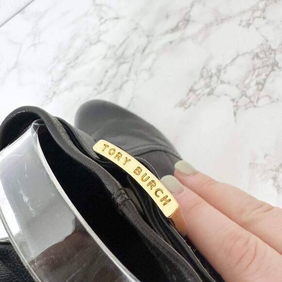 Tory Burch Melrose Black Leather Goldtone Buckle Zipper Bootie Women’s Size 6.5 - Picture 9 of 13